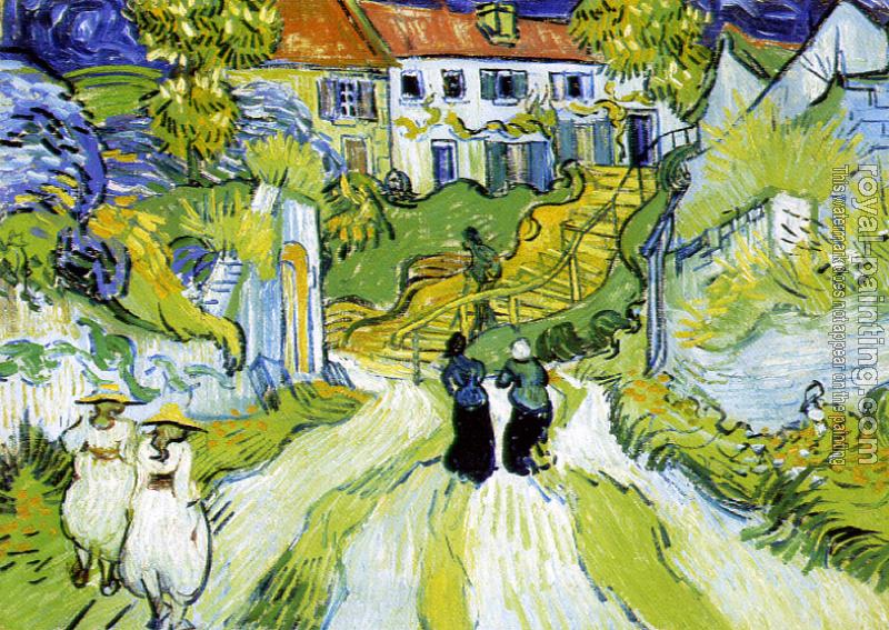 Vincent Van Gogh : Street and Stairs with Five Figures